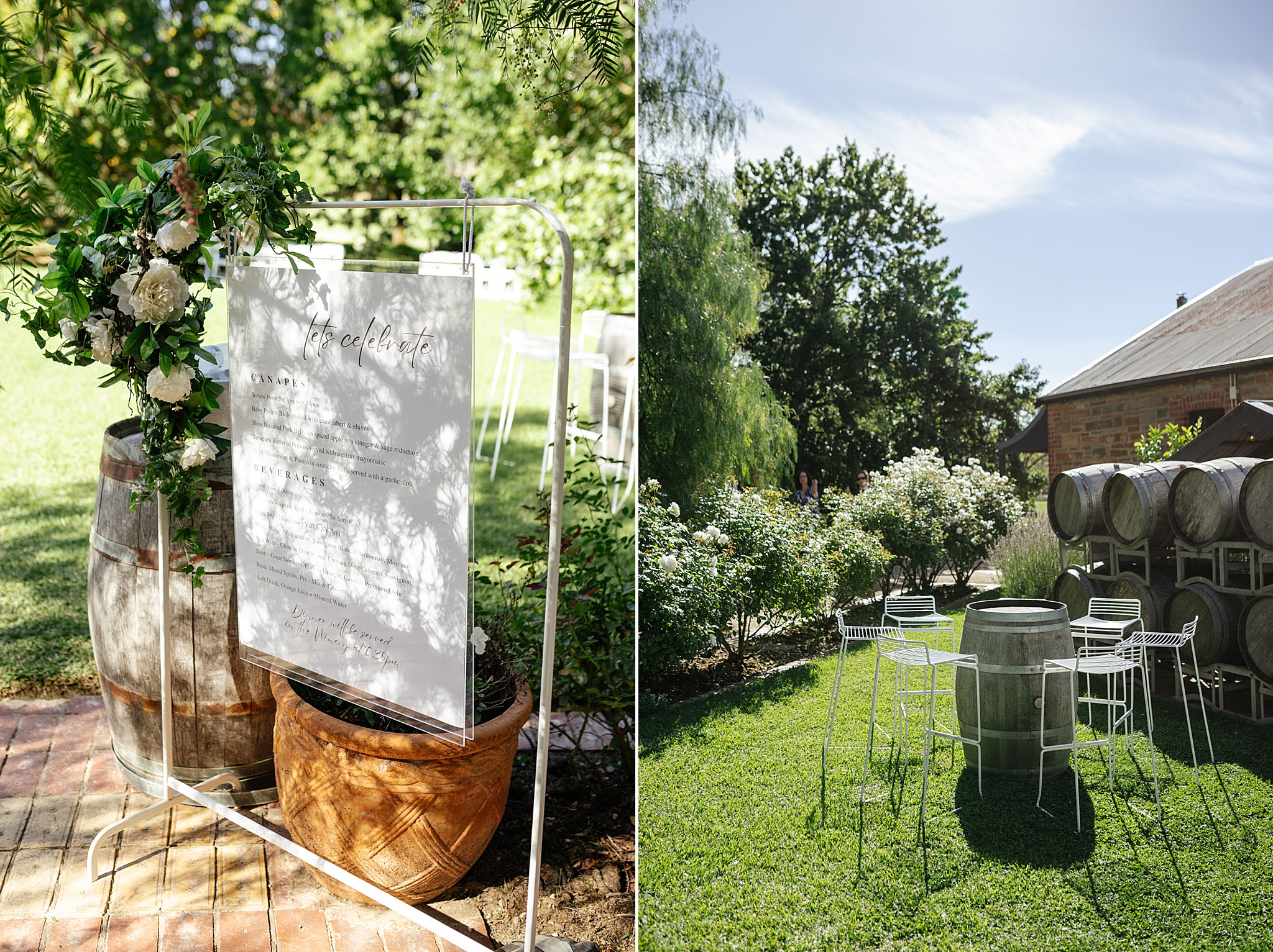 Wedding signage with garden setup of wedding. 