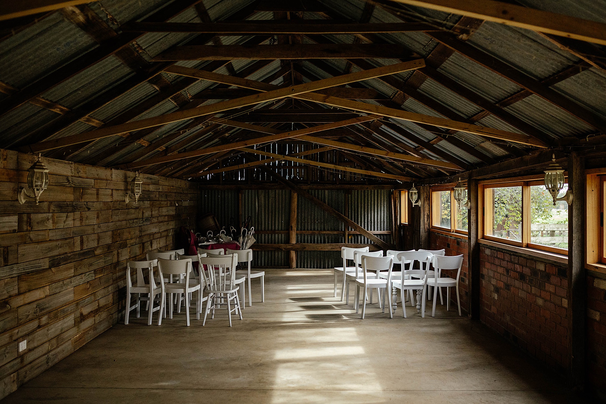 The coach house indoor ceremony area at Quirindi Stables.