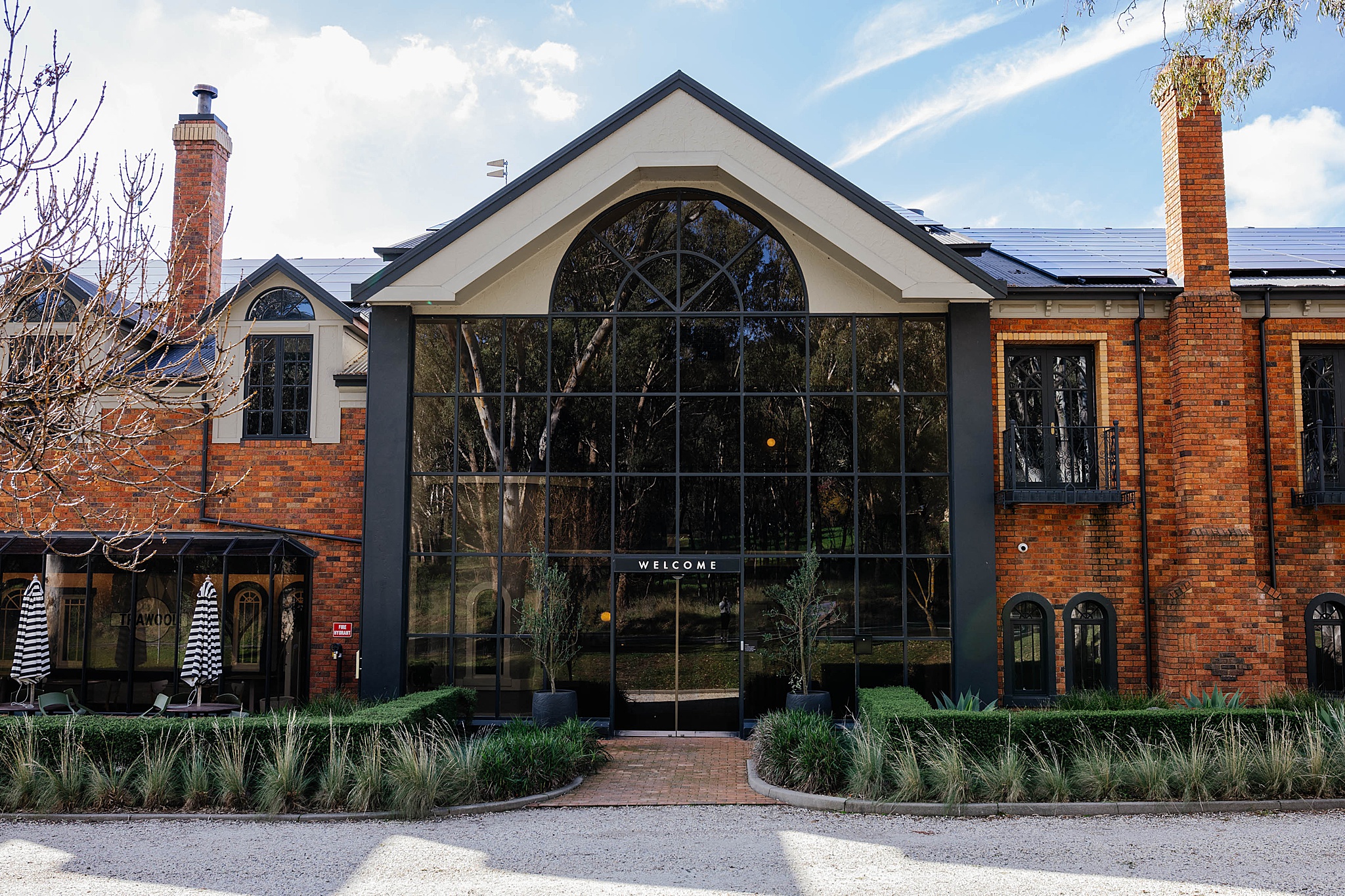 Front view of Wedding venue: Trawool Estate.