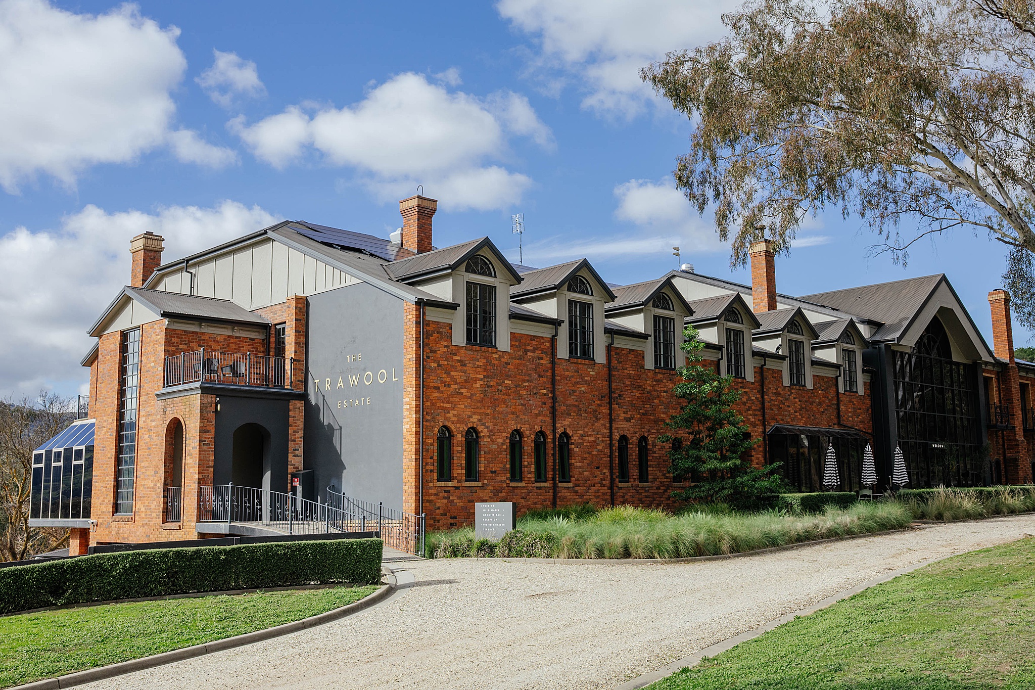 Front view of Wedding venue: Trawool Estate.